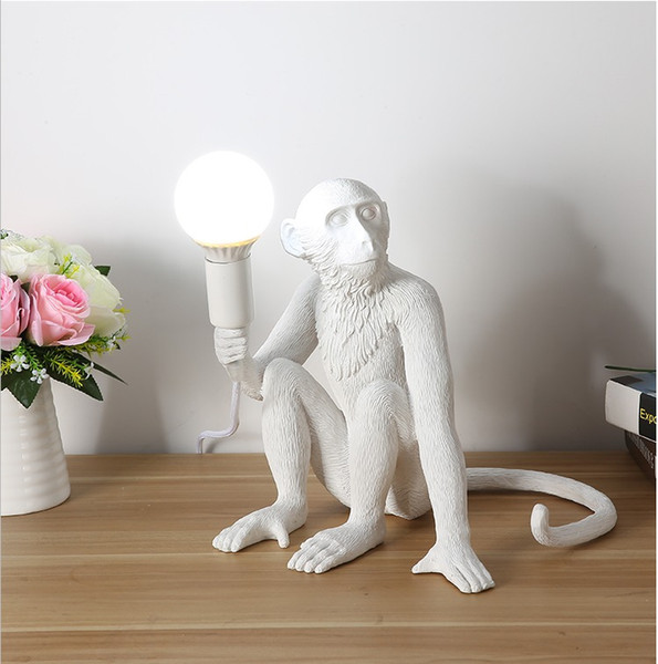 Modern Black Monkey chandeliers Hemp Rope Pendant Light Fashion Simple Art Nordic Replicas Resin Seletti Hanging Monkey Lamp