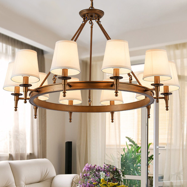 Pendant Lamp American Country Living Room Pendant Light Chandelier Simple Iron Dining Room Bedroom Study Room