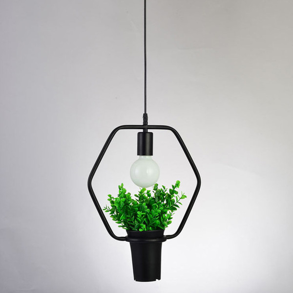 pendant light restaurant lighting hang lamps Geometric Plants Pot Iron Square Round Suspension chandelier For Decor Restaurant