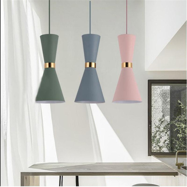 Modern LED E27 Pendant Lights Colorful Nordic Art Colorful Droplight Wrought Lamparas Luminaire Home Dining Room Pendant Lighting Fixture