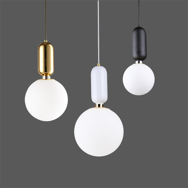 Modern Glass Ball Pendant Lights E27 LED Luminaire Nordic Pendente De Teto Loft Indoor Lighting Decoration Adjustable White Droplights