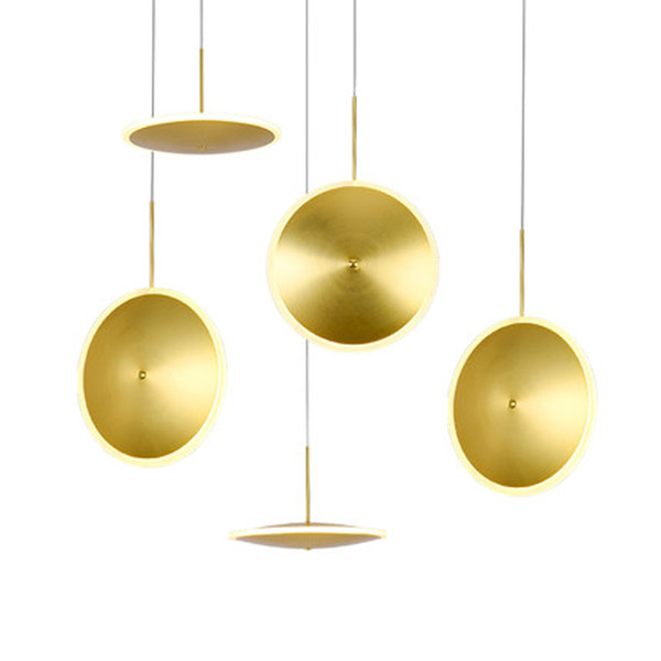 New post modern golden saucer LED hanging pendant light lamp foyer designer living dinning room gold dish hanging lamp light LED