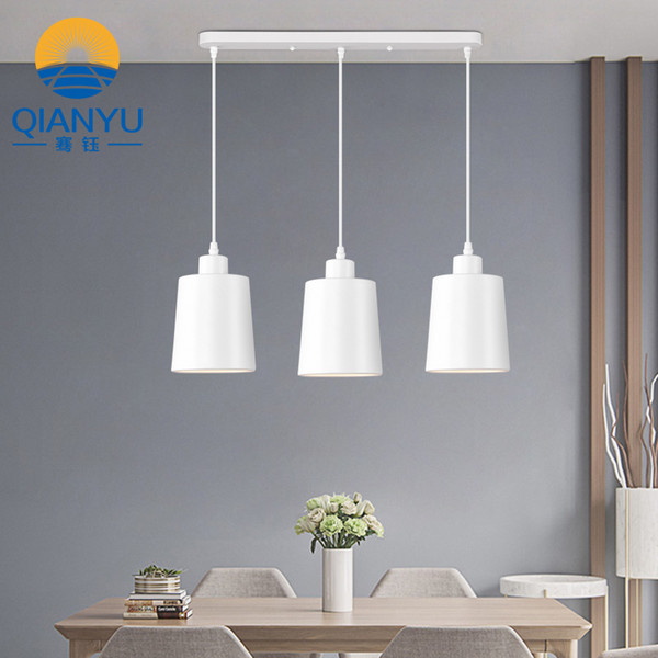 QIANYU Modern minimalist restaurant chandelier bar cafe chandelier wrought iron creative dining hanging lamps three-head dining chandelier