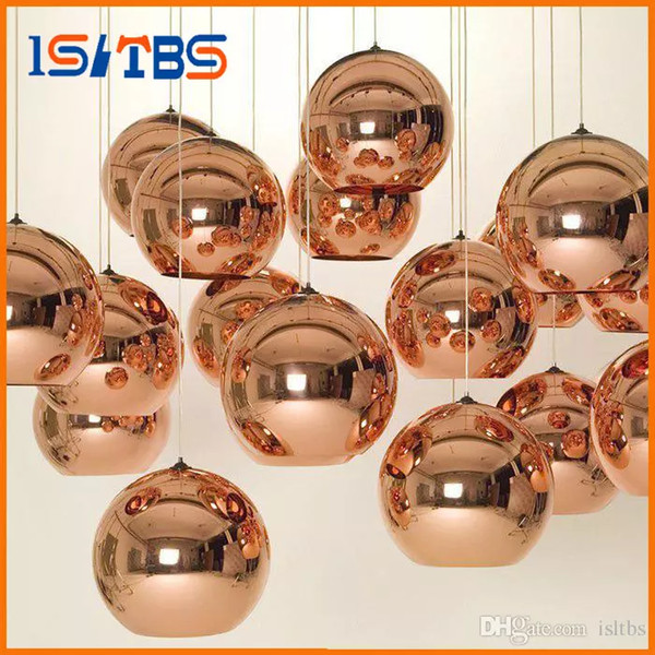 Full set LED Pendant Lamp Copper Sliver Shade Mirror Chandelier Light E27 Bulb Modern Christmas Chandeliers Glass Ball droplight Lighting