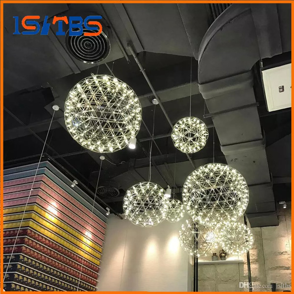 Pendant Lamps Modern living room pendant light stainless steel ball led firework light restaurant villa hotel project lighting