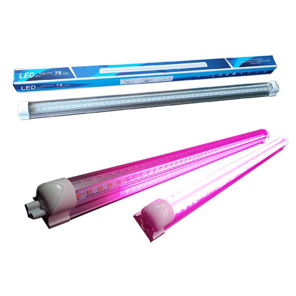 380-800nm Full Spectrum LED Grow Light LED Grow Tube 8Ft T8 V-Shaped Integration Tube for Medical Plants and Bloom Fruit Pink Color