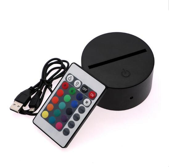 7 Colors RGB LED Lamp Base for 3D Illusion Lamp 4mm Acrylic Light Panel AA Battery or DC 5V USB 3D nights lights