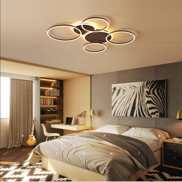 New modern led pendant light bedroom living room led ceiling lamp Acrylic geometric ring personality creative ceiling lamp AC 220V