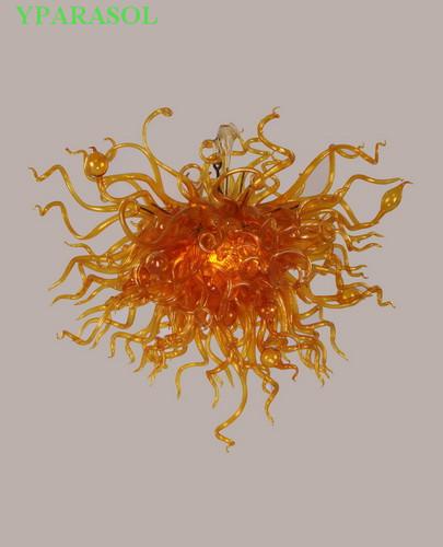 Wonderful Best Home Decoration Amber Murano Glass Art Chandelier LED Light Source Chihuly Style Blown Glass Hanging Crystal Chandelier