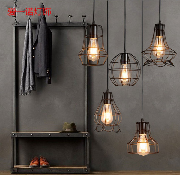 New arrivals Retro Iron Pendant Light Loft Lamps E27 Birdcage LED Industrial Pendant Lights Hanging Lamp Fixture Bar Cafe Restaurant Store