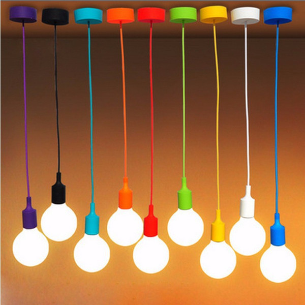 E27 Lamp Hloder 90cm Core Colorful Silicone Pendant Lamps Vintage Edison Light Bulbs For Bar/Restaurant /Bedrooms Deco Lighting