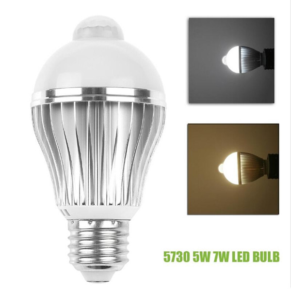 LED light bulb E27 pir auto motion sensor led bulbs SMD5730 5w/7w 110lm/w 80Ra LED bulb