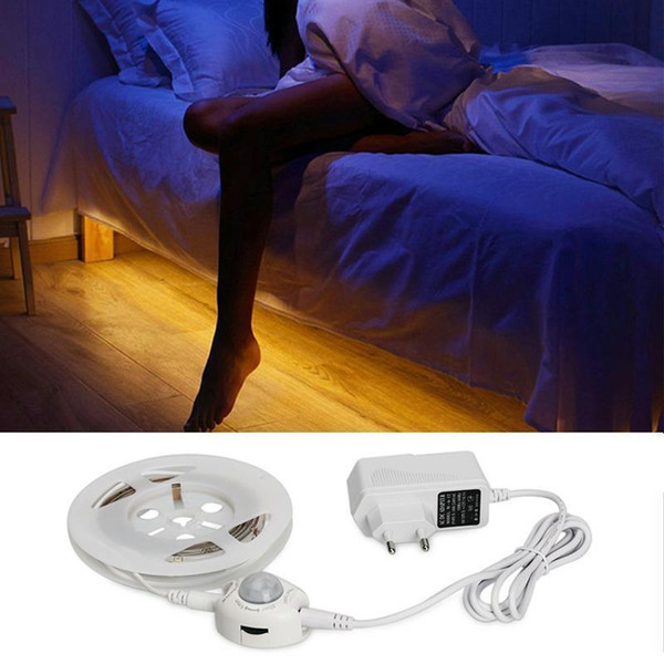 1M 1.5M 3M 60LED/M Sensor Motion SMD LED Strip Light Lamp LED Warm White Night Under Bed Detector Light