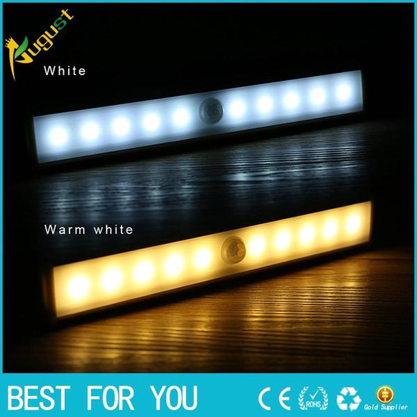 New hot Stick On Anywhere Portable 10 LED Wireless Motion Sensing Closet Cabinet LED Night Light / Stairs Light / Step Light Bar DHL Free