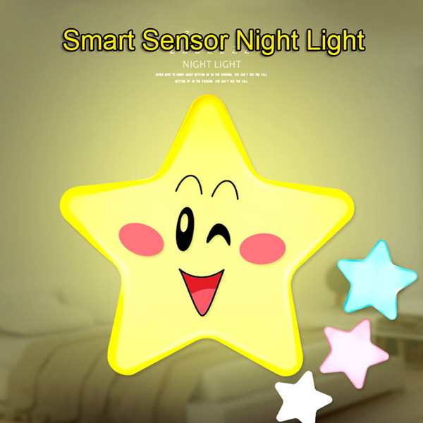 Mini Star Shape Smart LED Sensor Light Socket Power Supply Energy Saving Light Control Nightlight for Children Bedroom