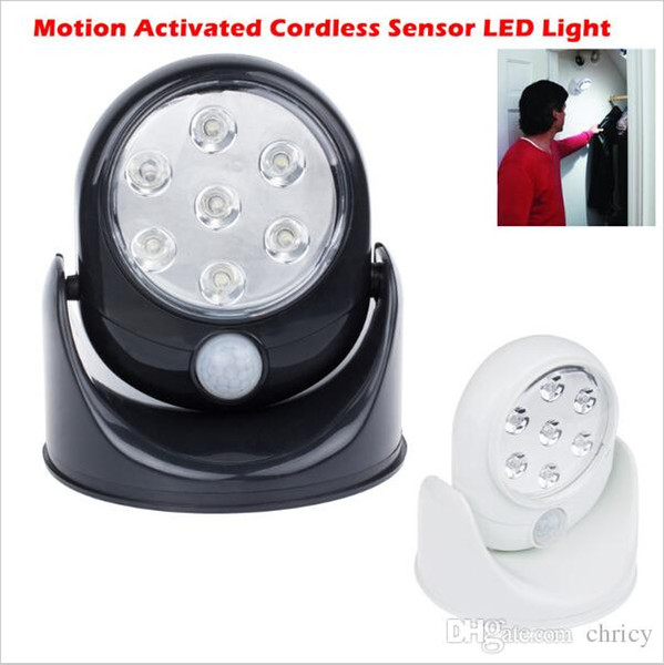 2015 New 360 Degree Motion Activated Cordless Sensor LED Light Indoor Outdoor Garden Patio Wall Shed With White / Black Body led bulb led wa