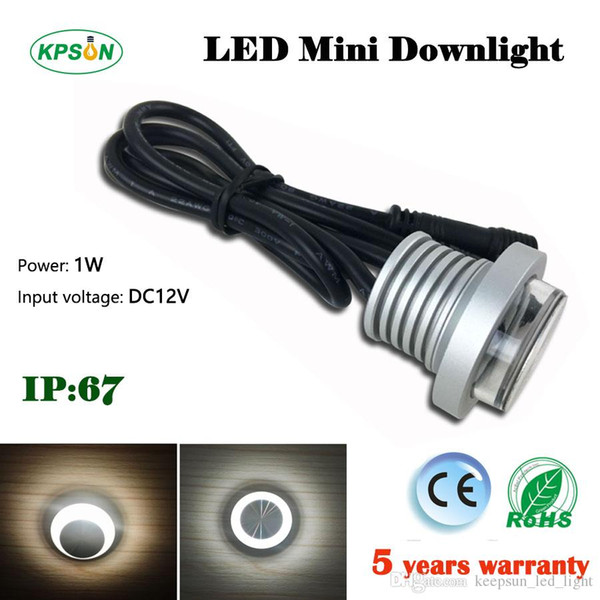 150pcs 1w DC12V Epistar chip waterproof ip67 downlight LED spotlight,CE ROHS and 5 years warranty IP67,factory direct sale spotlight