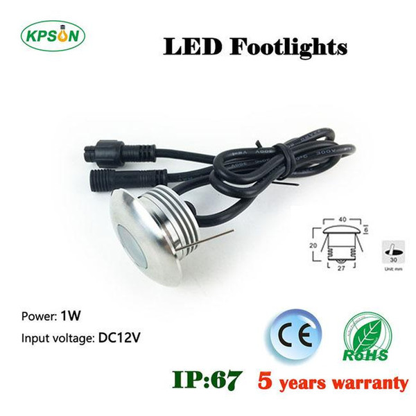 40PCS factory direct sale 1w waterproof Epistar Chip LED floor light LED spotlight DC12V 1w IP67 step deck light 120 95Lm CE and 5 years