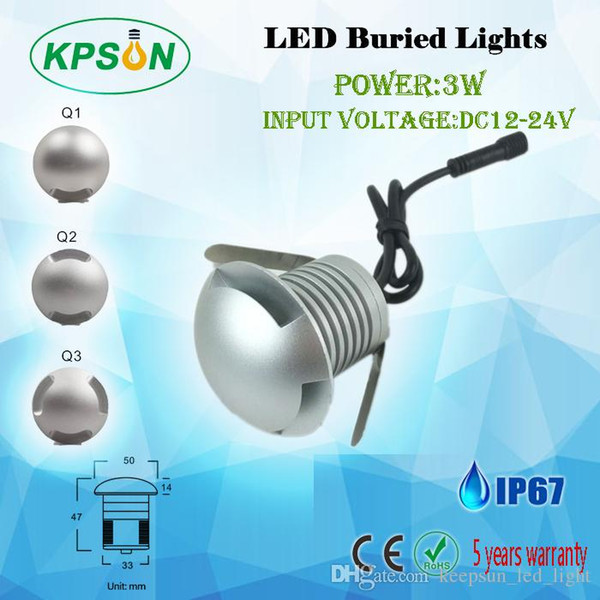 10pcs/lot New style high quality IP67 polarized light 3W LED underground light 3W led landscape light AC/DC 12V waterproof IP67, CE ROHS
