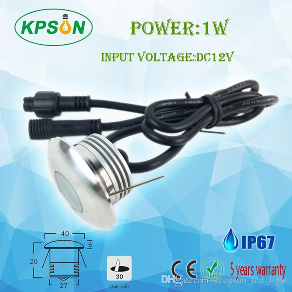 12PCS/lot DC12V 1w waterproof IP67 Epistar chip floor light LED 120 95Lm CE ROHS and 5 years factory direct sale spotlight