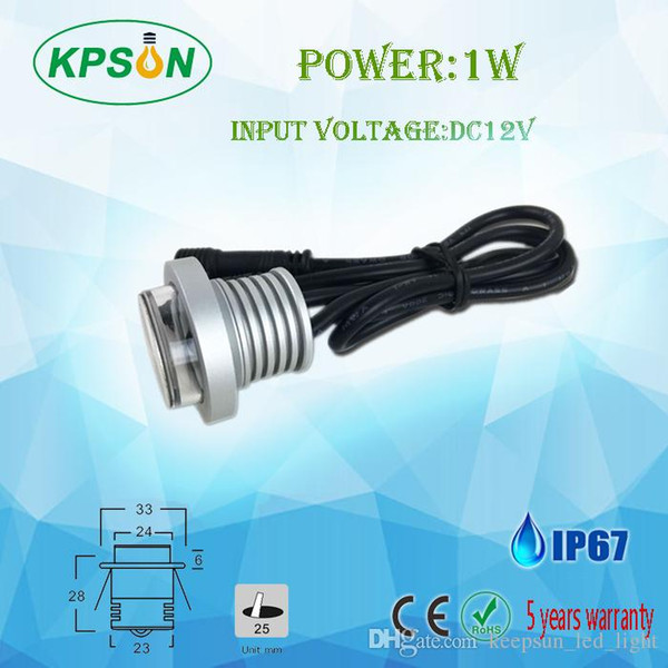 12pcs Hot sale Epistar chip waterproof LED downlight ,LED DC12v 1w IP67 95Lm CE ROHS and 5 years warranty spotlight
