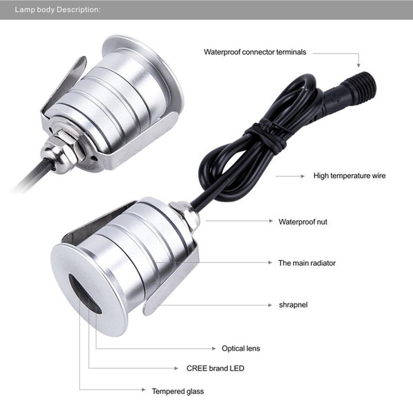 12pcs/lot LED Deck Lights Floor 1W Lamp Stair Light IP67 Outdoor Waterproof IP67 Underground Lighting Step Light input 12/24VDC