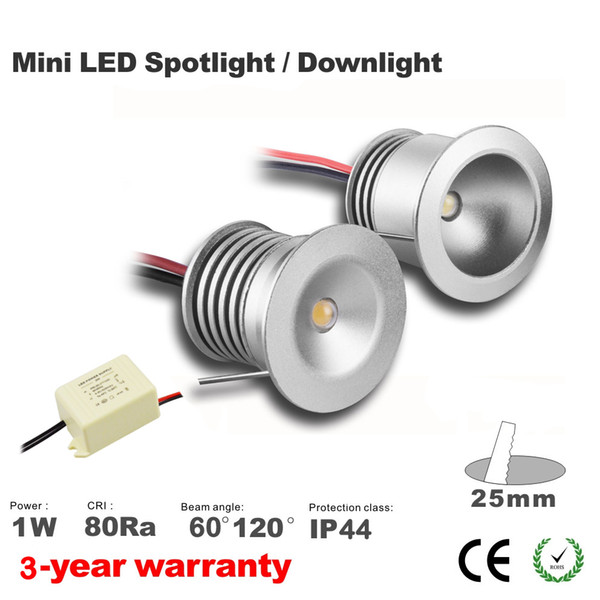 1W 85-277V input led spot light 1W led cabinet light 25mm cutout small size 60D/120D degreee Mini Led Spot Downlight