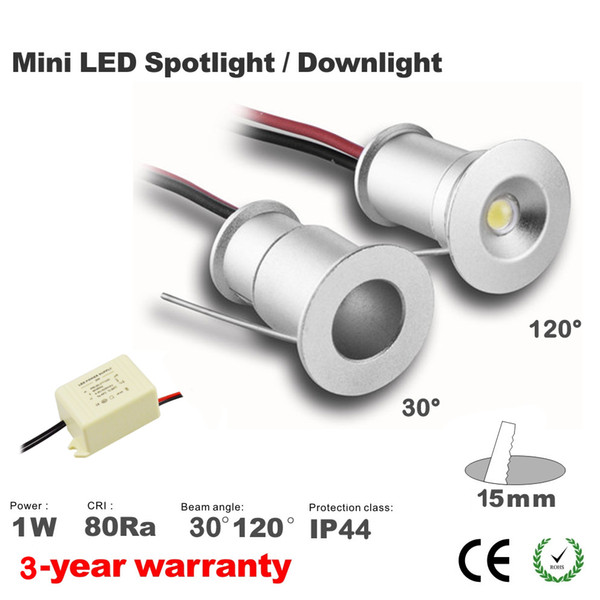 1W cabinet mini led spotlight small led spot light 1W ceiling spot light 30/120 degree15mm cutout 85-277V input led furniture light