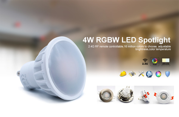 GU10 4W RGBW LED Spotlight Christmas Decoration 2.4G RF Remote Control LED Spot Light Compatible with Wifi Bridge