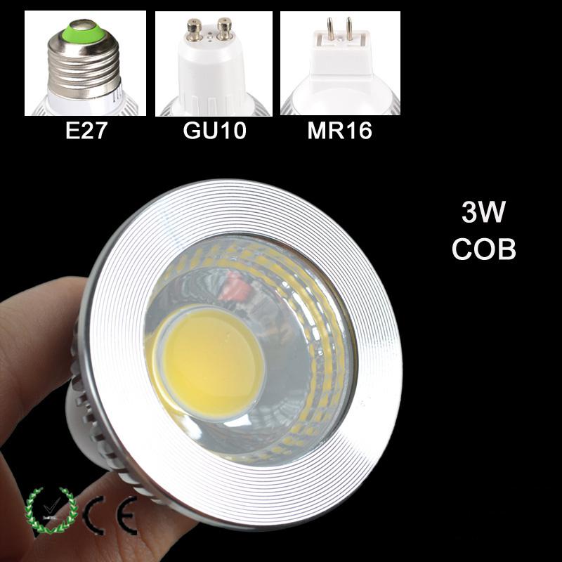 110V 220V 3W COB LED Spotlights E27 GU10 Energy Saving Bulb Light Modern Indoor Lighting Down Spot Lampara Warm white Cool white CE ROSH DHL