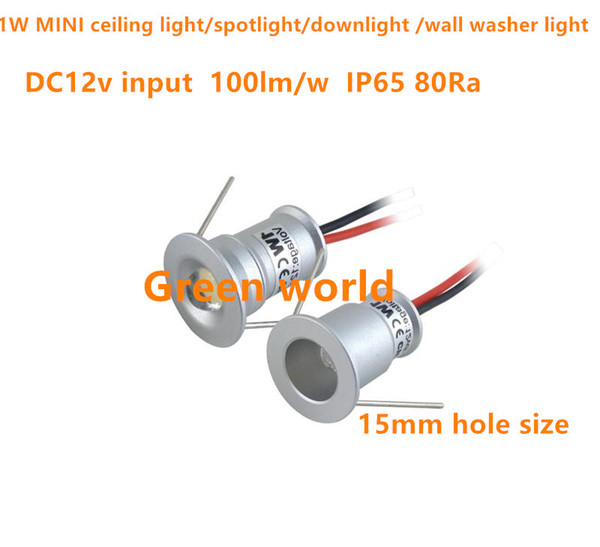 1W round MINI led ceiling light /downlight /spotlight/ wall washer light DC12V input IP65 lighting angle30D/120D 15mm hole size 9pcs/lot