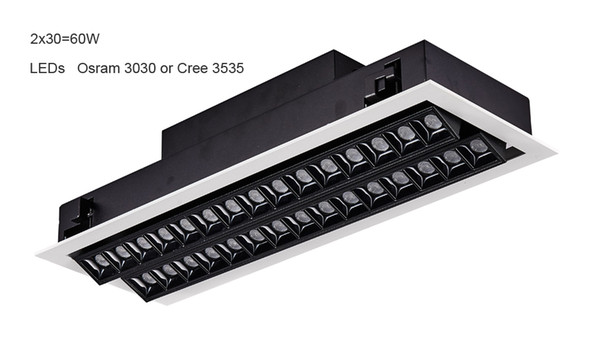Square LED Downlight 20W 30W 40W 60W Linear Ceiling Adjustable Grille Fitting 15 30 40 Beam