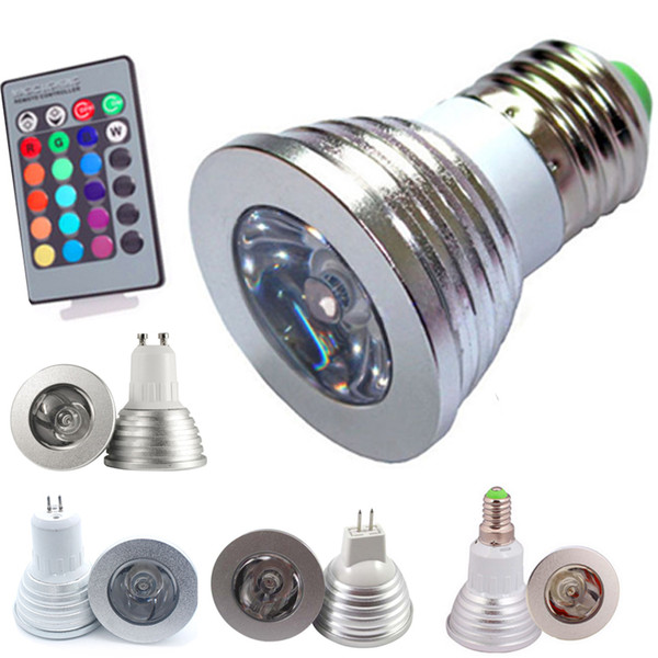 LED RGB Bulb 3W LED Spotlights 16 Color Changing AC85-265V E27 GU10 E14 GU5.3 DC/AC12V MR16 with 24 Key Remote Control