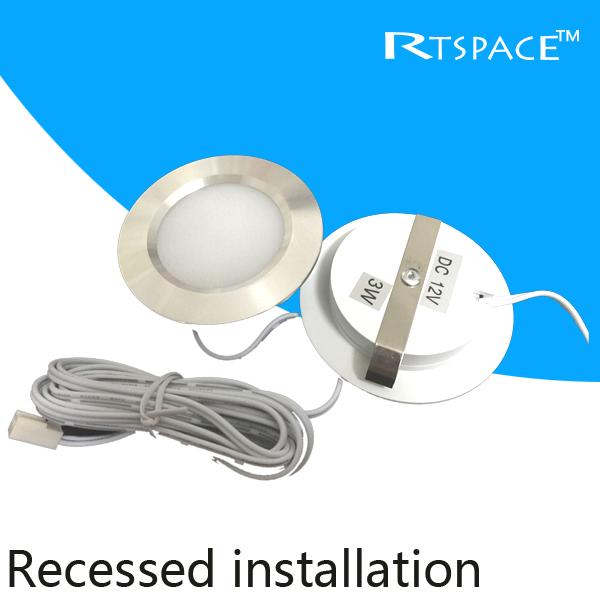 Recessed installation DC 12v 10pcs/lots 3W LED Puck/Cabinet Light,LED spotlight with 2835 leds,silver or white shell.