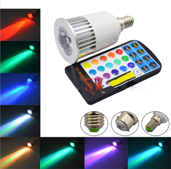 E27 RGB LED Bulb Lamp AC85-265V 5W GU10 Spot Light Dimmable Magic Holiday RGB Lighting IR Remote Control 16 Colors