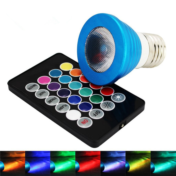 Memory Function Blue Case 3W E27 RGB LED Bulb 16 Colors Changing LED Light Bulb with Remote RGB LED Lamp Light Bulb 3W LED Spotlight