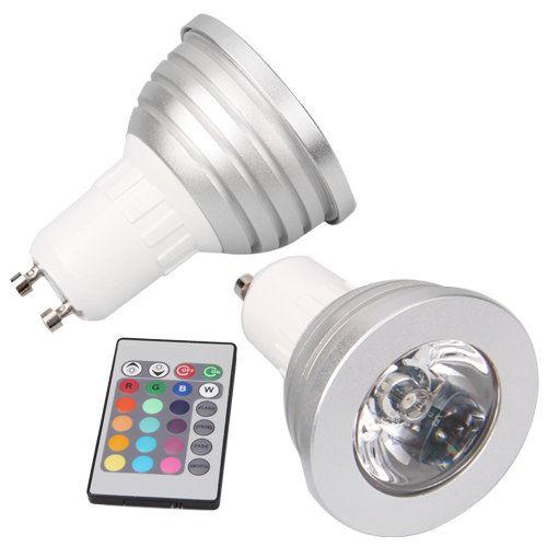 GU10 3W 16 Color Changing RGB LED Spotlight Light Lamp + IR Remote Control