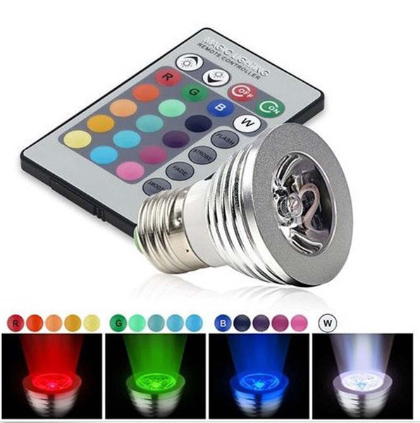 DHL Free Shipping RGB LED Lamp Light 3W E27 B22 GU10 MR16 GU5.3 85-265V Led Spotlights lighting bulb LED Downlight Lighting 16 Colors Change
