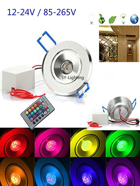 3W RGB LED 16 colors Recessed Ceiling Spotlight Downlight 3watt Lamp Blub 12-24V/85-265V with 24k remote controller,(package of 10)