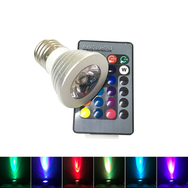 LED RGB Bulb 16 Color Changing 3W LED Spotlights RGB led Light Bulb Lamp E27 GU10 E14 MR16 GU5.3 with 24 Key Remote Control 85-265V & 12V