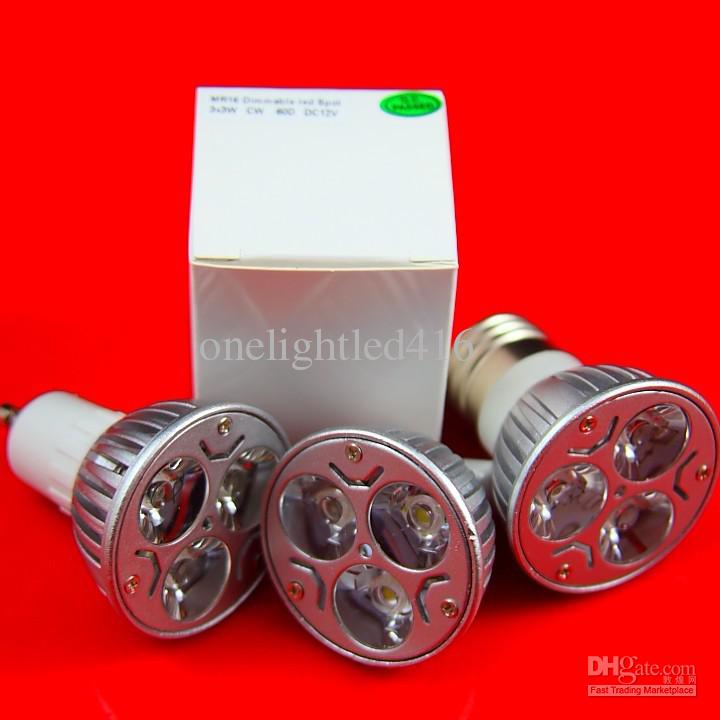 Hot sale! E27/MR16/GU10 Rotundity CREE Led 9W 3x3W dimmable High power Led Spotlight LED Bulb Light