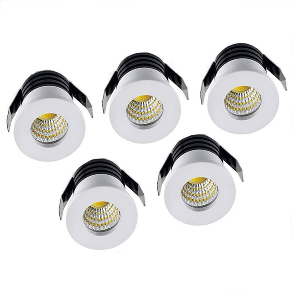 AC230V Mini Led Spot Light 5pcs silver body dimmable Cabinet Lamp 1.5w High Power Led White Warm White Indoor Lighting