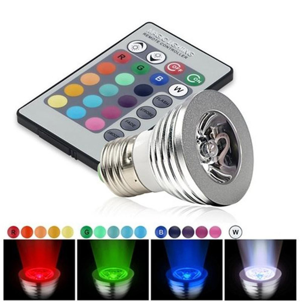 LED RGB Bulb 16 Color Changing 3W LED Spotlights E27 GU10 E14 MR16 GU5.3 with 24 Key Remote Control 85-265V & 12V