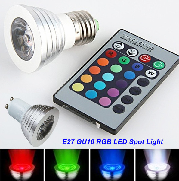LED spotlight RGB LED bulb E27 GU10 3W Color Changing Light Lamp with IR Remote Control Party Lights