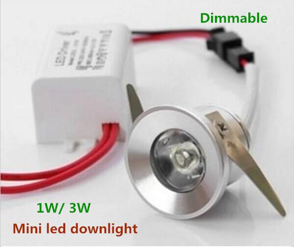 10pcs/lot 1W/3W mini led downlight dimmable led cabinet lamps AC110V220V Mini led spot lights white or Warm white US UK EU