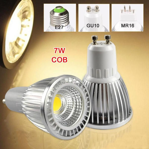 GU10 7W COB LED Spotlight Energy Saving Bright Bulb GU 10 Spot Lights Lamp 7 Watt 85-265V 700LM Warm white Cool white CE ROSH Free Shipping