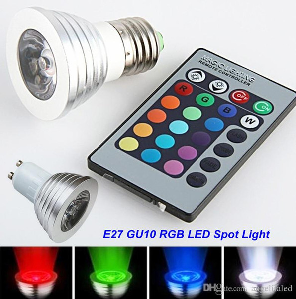 LED spotlight RGB LED bulb E27 GU10 3W Color Changing Light Lamp with IR Remote Control Party Lights