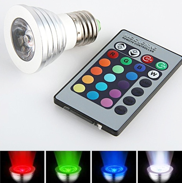 3W LED Spotlights Dimmable E27 Bulbs 16 Color Changing RGB LED Flash Spot Light with 24 key Remote Control