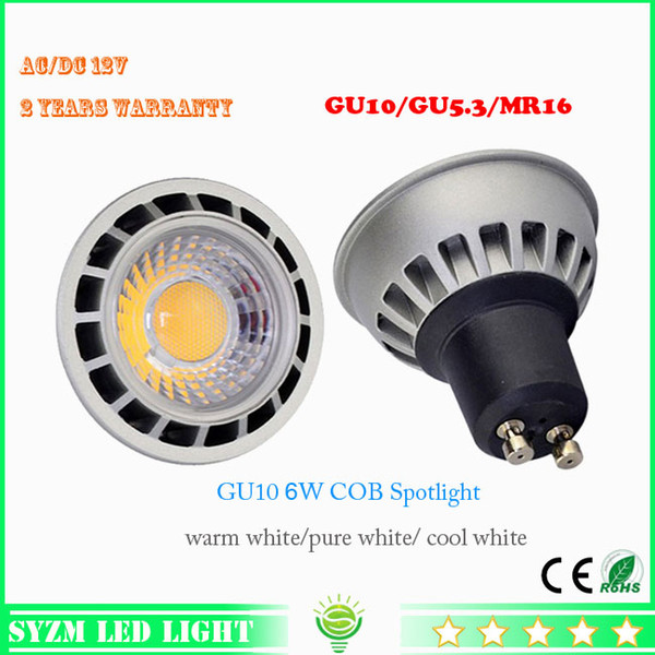 Led gu10 cob 3000k warm 110v led bulb gu10 6w spot light 90-260V high quality spotlight free shipping