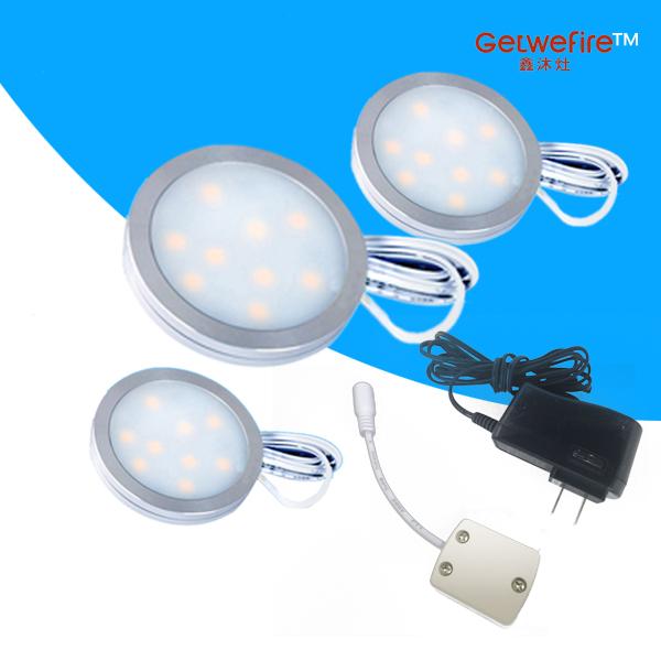 3pcs Input v 12 DC 1.8W LED Puck/Cabinet Light,LED spotlight+1pcs connector line+12V 0.5 power